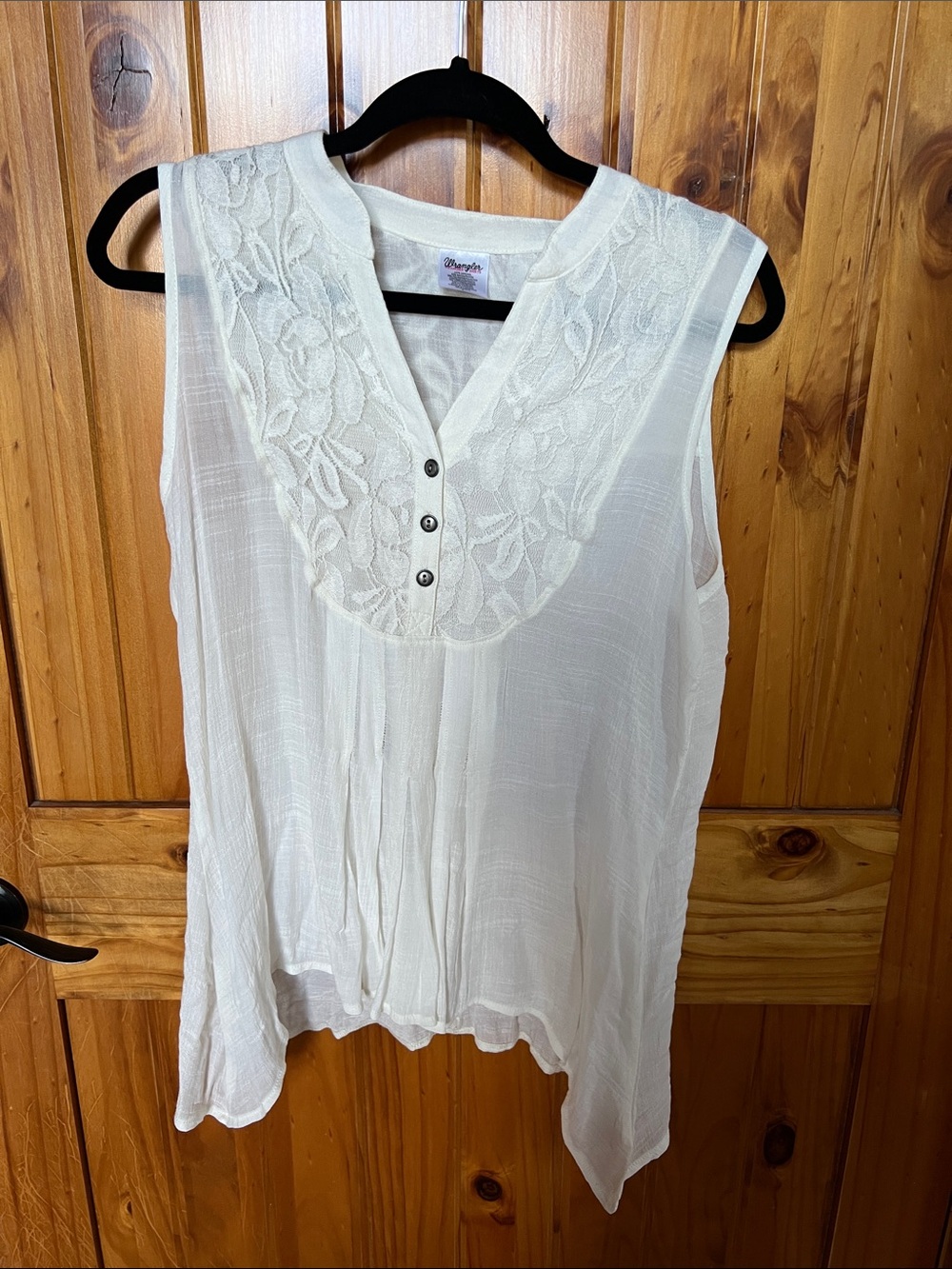 Wrangler White Lace Yoke Sleeveless Camisole